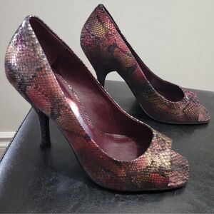 Women’s High Heel, Open-Toe Heels BCBG BG-Ariel Multi Bordeaux, 8.5, 4 1/2